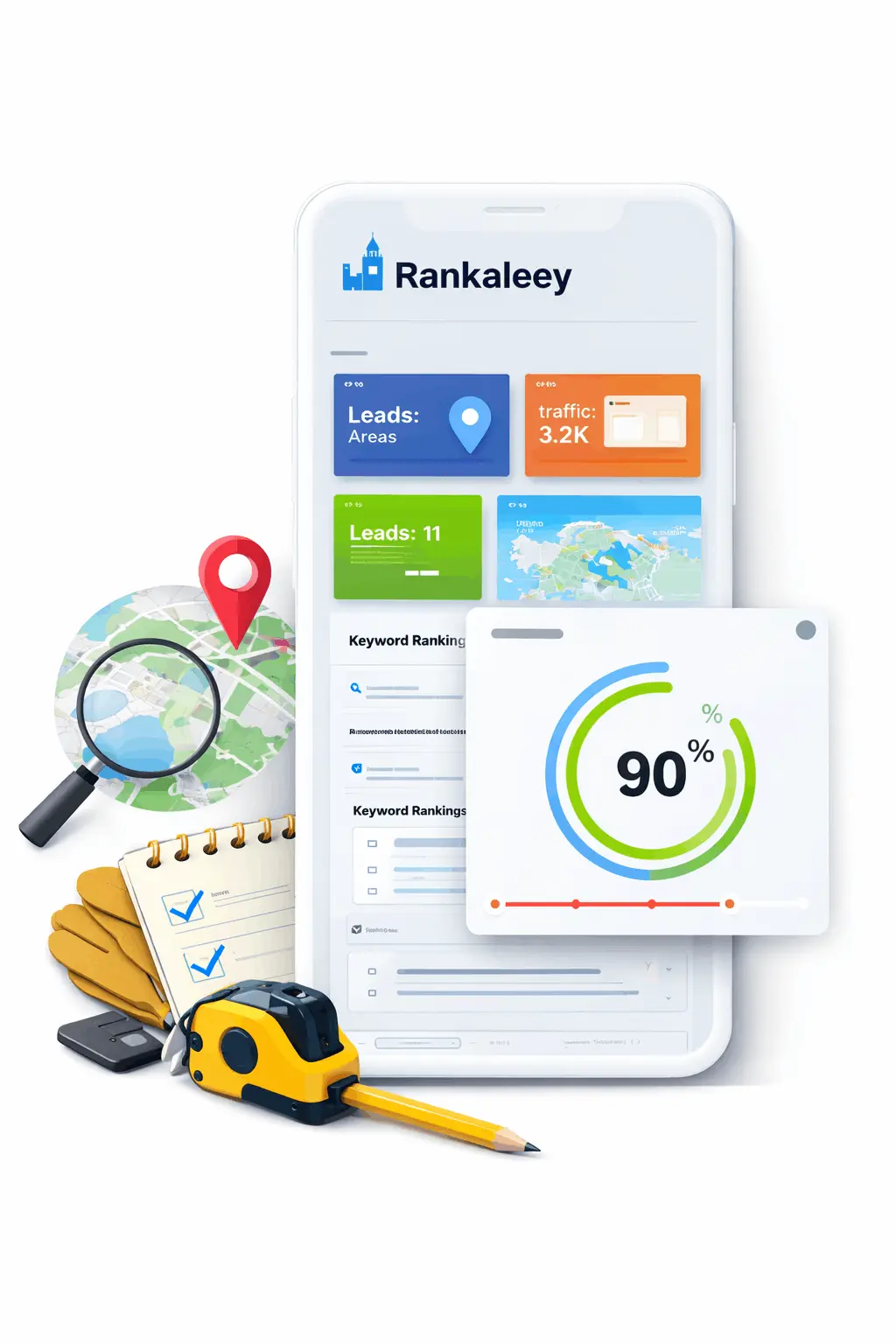 Rankaleey local SEO expert showings lead tracking and performance for builder websites